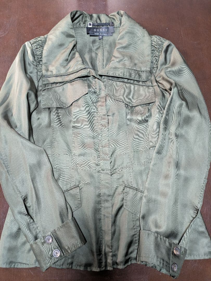 美品　GUCCI 長袖シャツ ジャケットサイズ40 オリーブグリーン