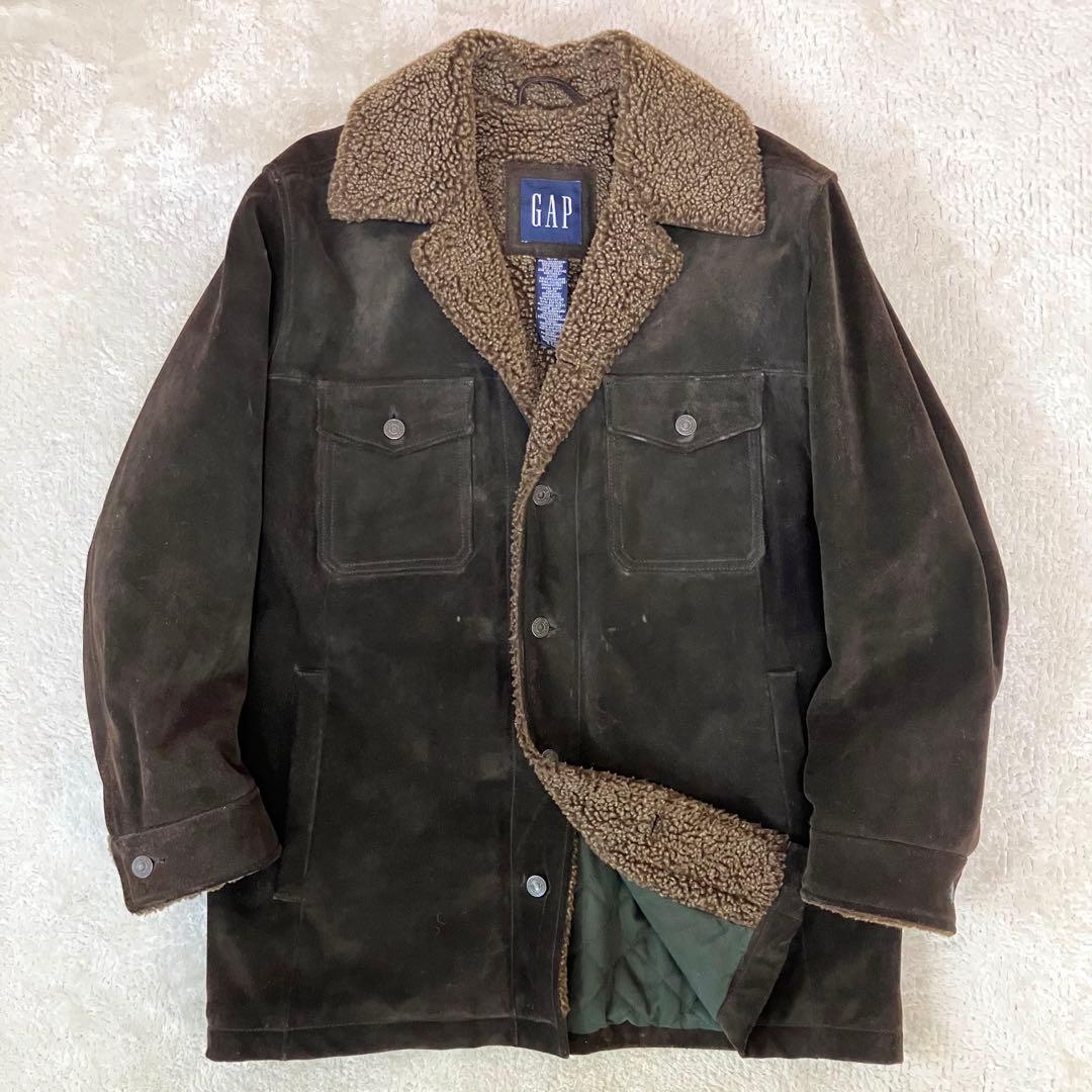 90s GAP オールドギャップ スエードレザー 裏ボア ランチコート/S