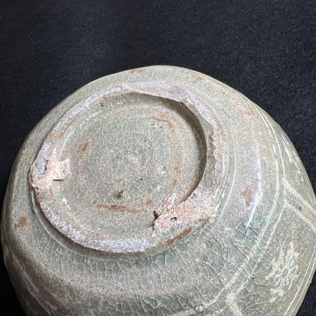 16世紀 高麗青磁 上手白泥象嵌八角鉢4客 幅約11.5㎝