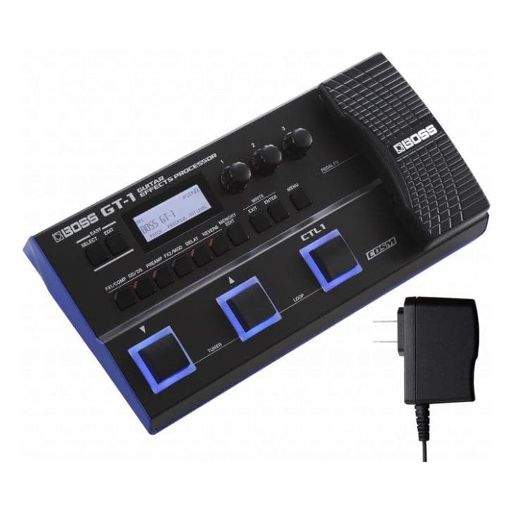 BOSS GT-1マルチエフェクターと純正ACアダプターPSA-100S2セット