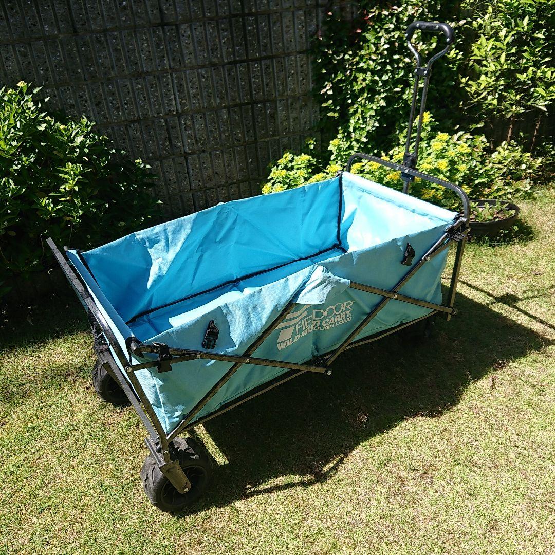 大型折りたたみキャリーカート 水色 オプション アルミロールテーブル付き 重い荷物もラクラク運搬！普段使いから業務まで幅広く使える耐荷重69kg