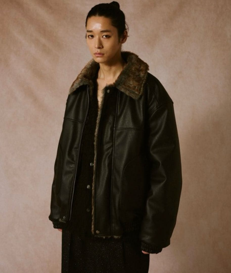 Camphor wood フェイクレザーファー　リバーシブルフライトジャケット leather/fur faux reversible flight jacket – CAMPHOR WOOD