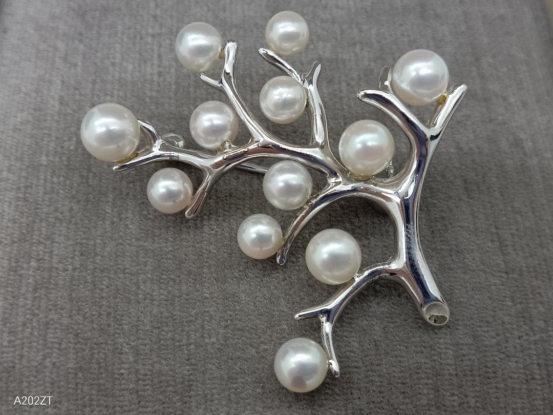MIKIMOTO ミキモト ブローチ 幸福の木 真珠 アコヤパール　シルバー