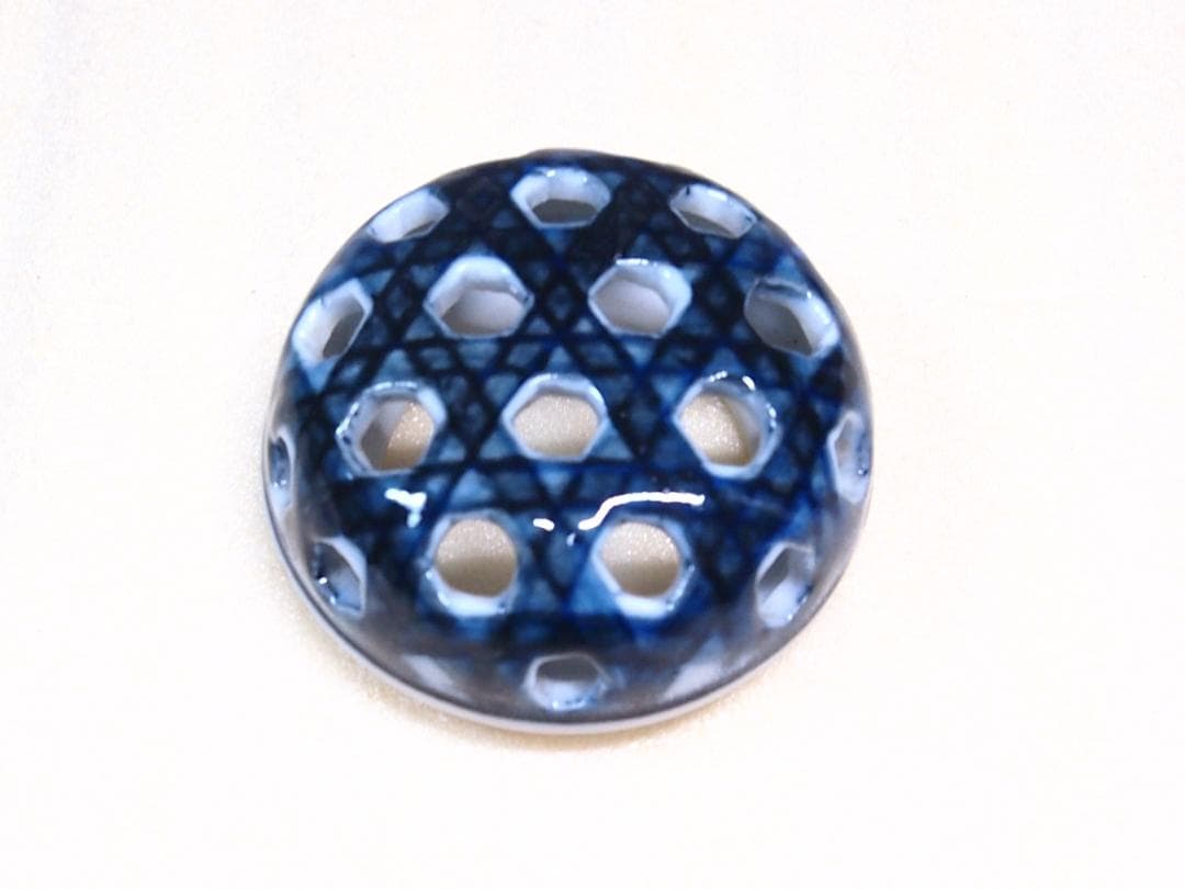 未使用】九谷焼 九谷陶香作 角福 福寿 香炉 染付 人物/小紋 茶道具/香