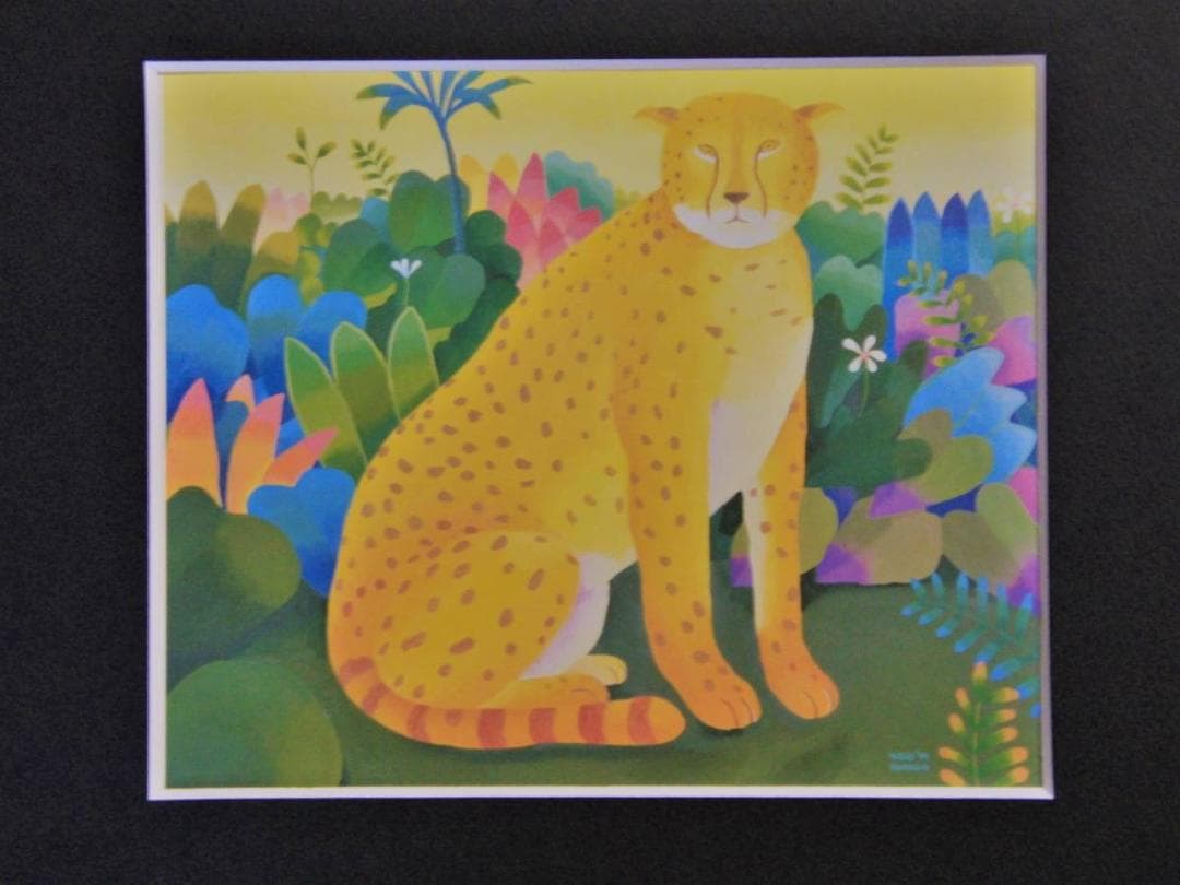 林孝三、『楽園'99ヒョウ』、希少画集より、状態良好、新品木製額・額装付