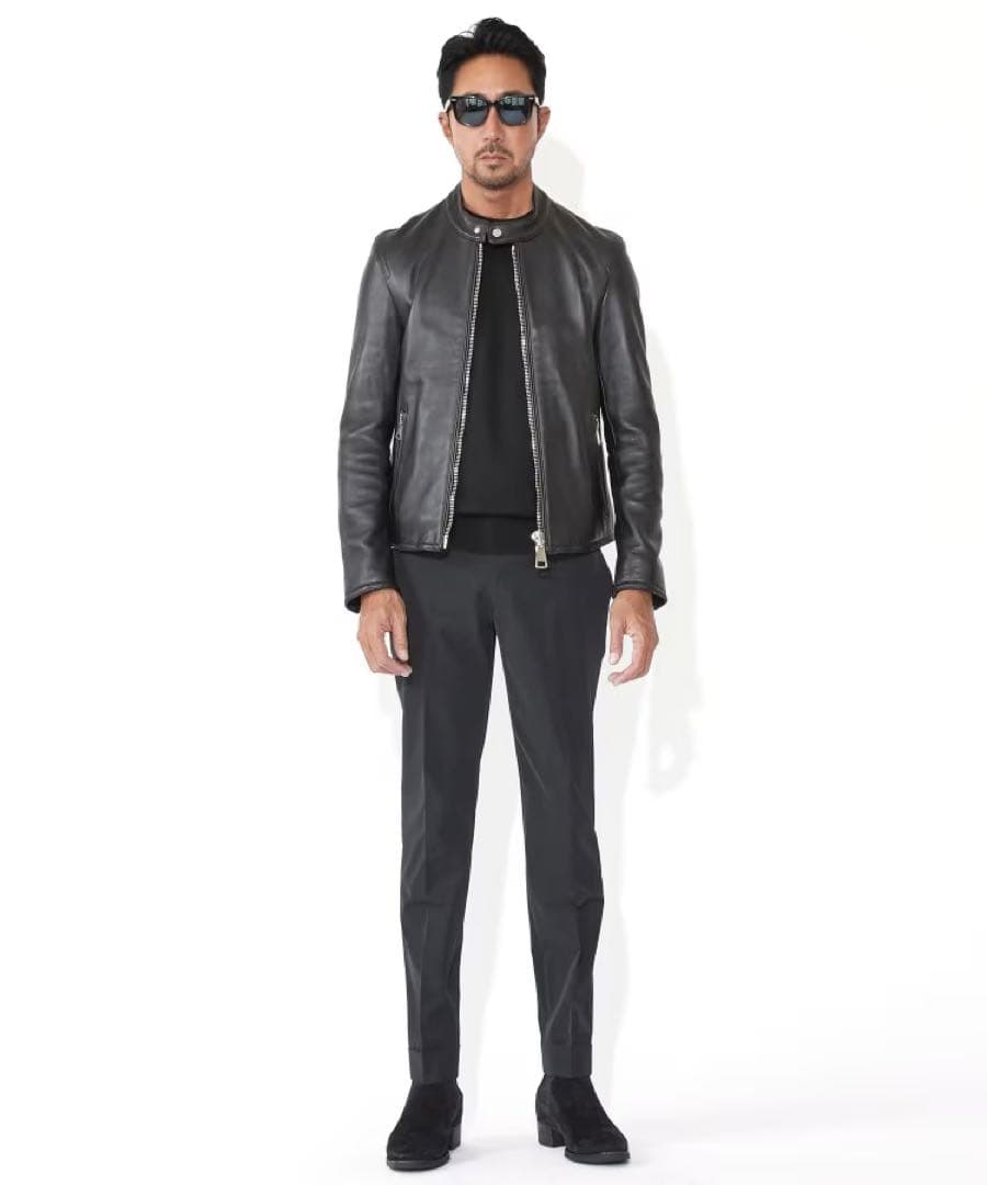 【干場義雅×DRESSTERIOR】　ライダースジャケット　定価118,800円 干場義雅×DRESSTERIOR】レザーライダースジャケット （レザーブルゾン