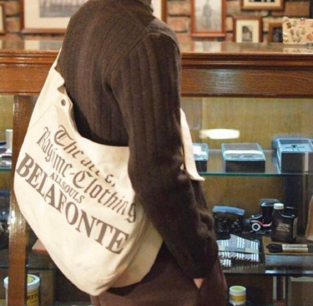 BELAFONTE ベラフォンテ ニュースペーパー バッグ キャンバス RAGTIME NEWSPAPER BAG HERRINGBONE COTTON SCRIPT - 【公式サイト