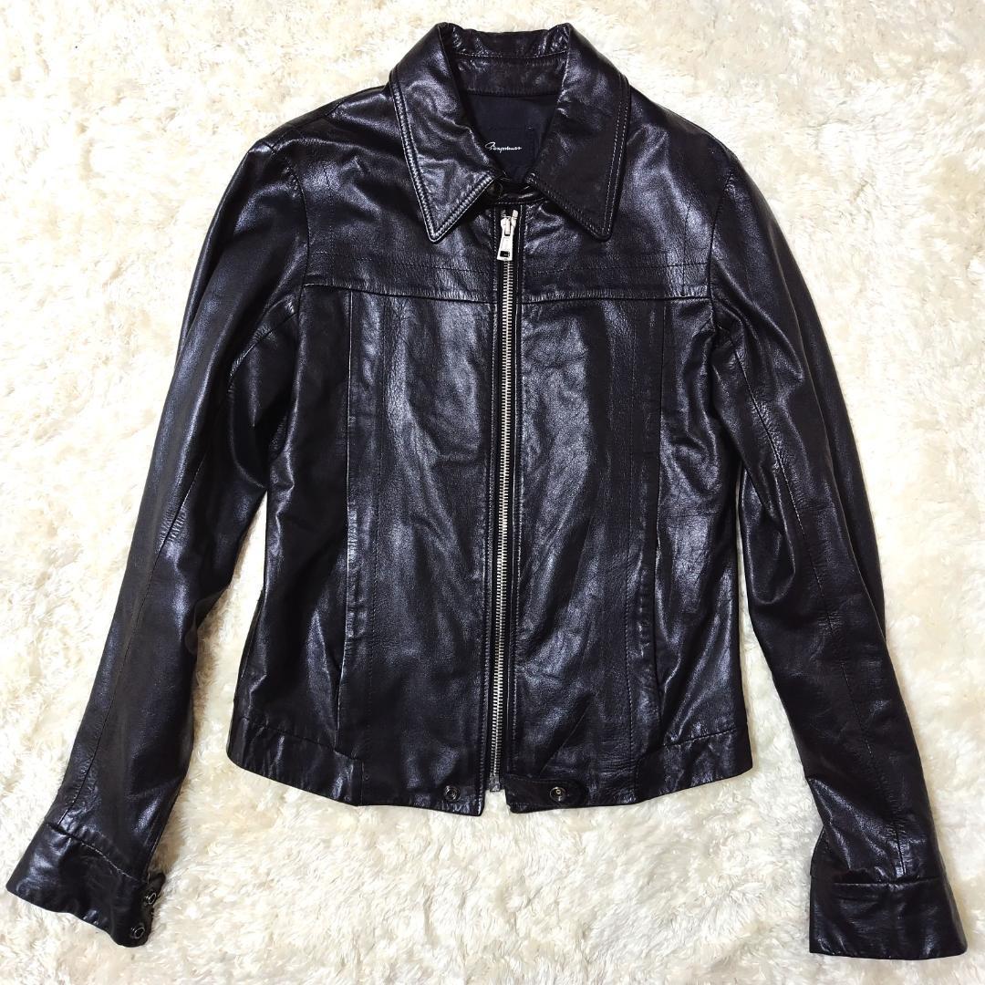 希少 セクスプリメ ライダースジャケット シングル サイズ46 ブラック 山羊革 FREAK'S STORE◇シングルライダースジャケット/M/山羊革/ブラック/無地