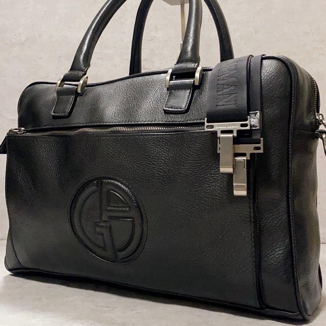 極美品✨ジョルジオアルマーニ トートバッグ 2way 大容量 A4収納 ブラック