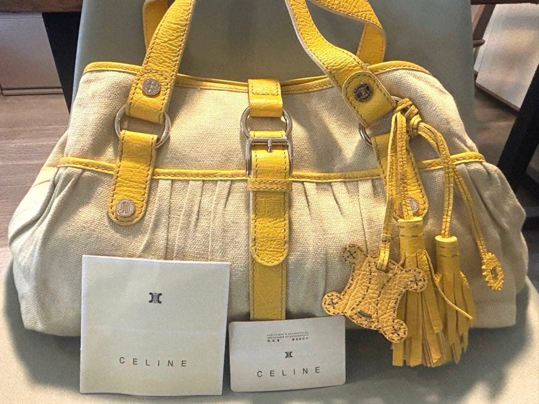 セリーヌ CELINE ブギーバッグ キャンバス イエロー ハンドバッグ