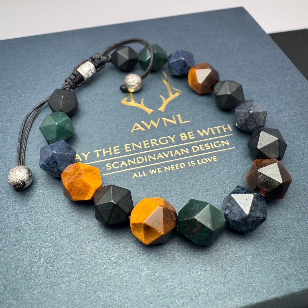 AWNL 天然石 ブレスレット 箱 カード 保存袋 オニキス タイガーズアイ 他