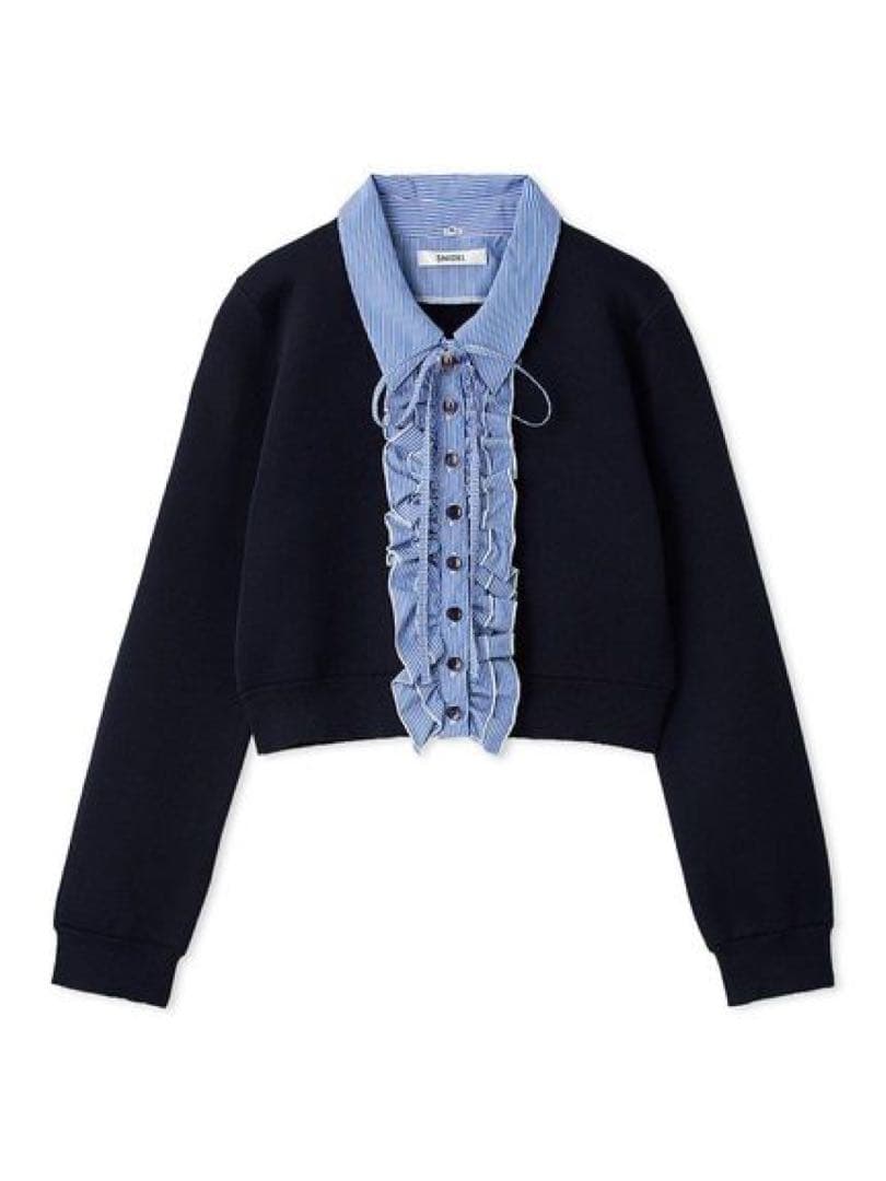 お SNIDEL フリルニットカーディガン ネイビー