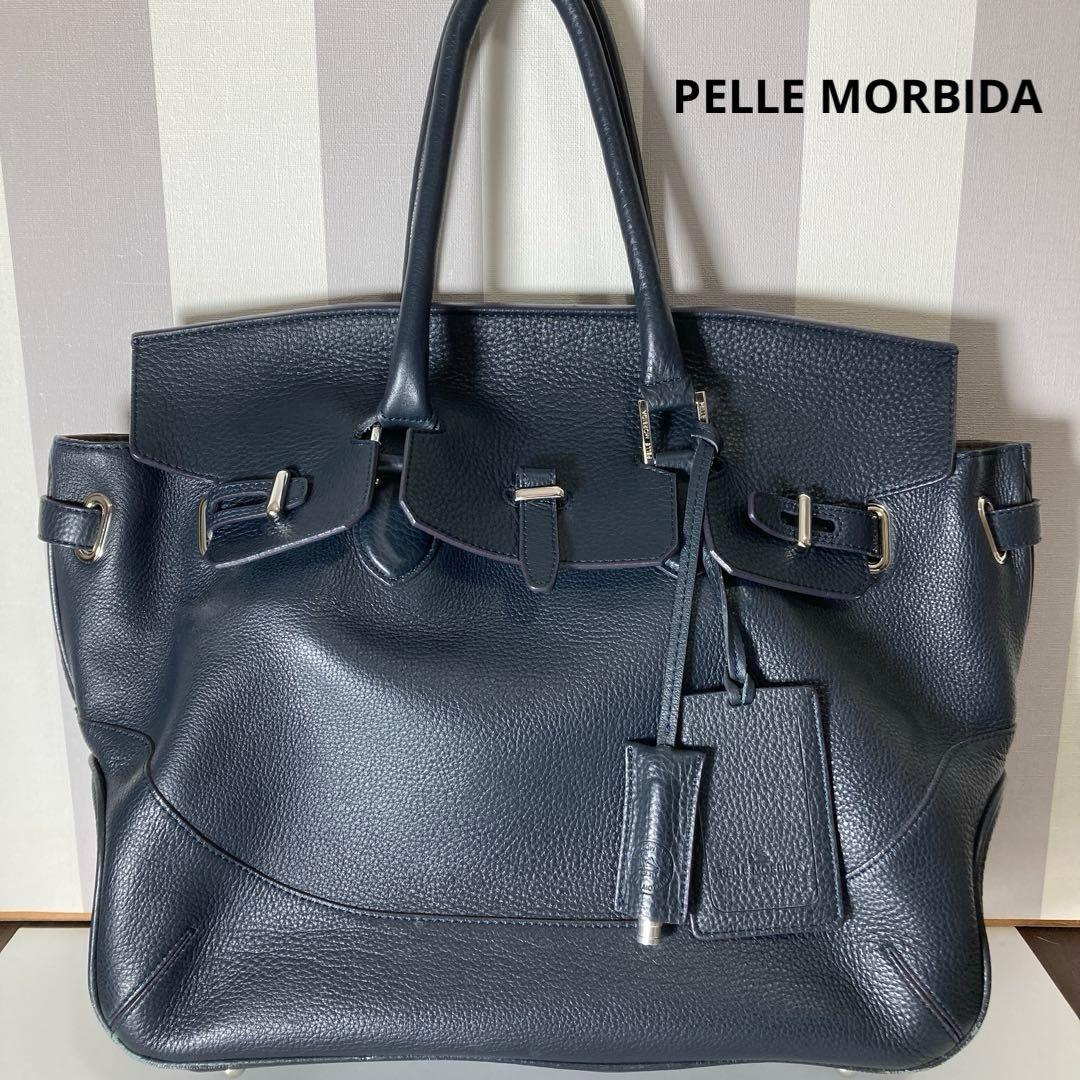 ペッレモルビダ ビジネスバック　レザートートバッグ ネイビー 本革　紺色