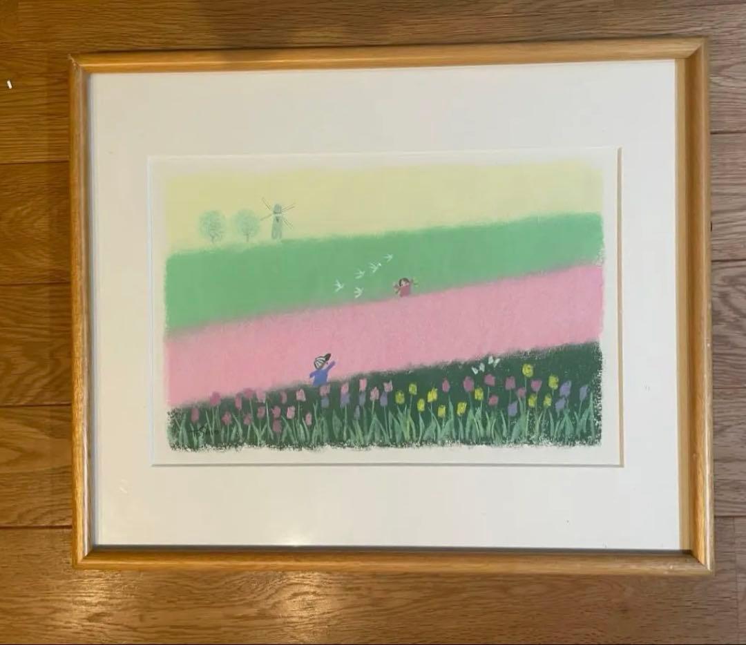 今成敏夫　パステル画　真筆　肉筆　 メルヘン　春