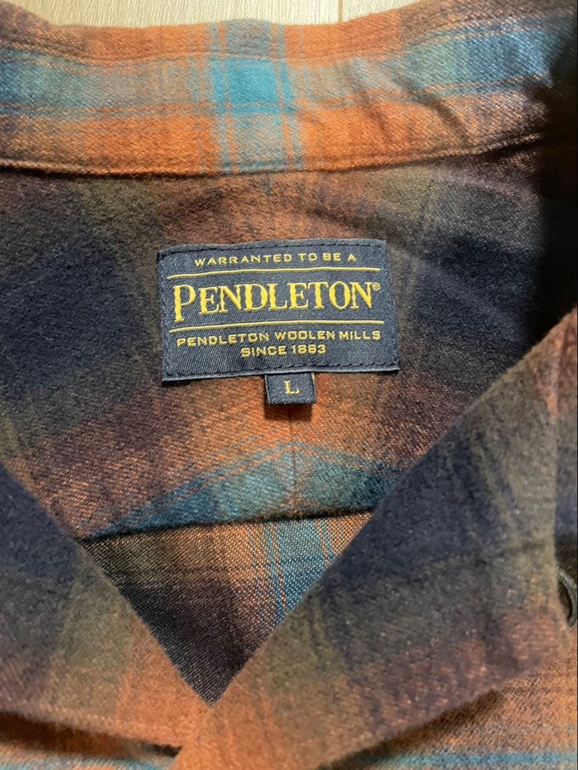 Pendleton オレンジネイビー ボードシャツ L - メルカリ