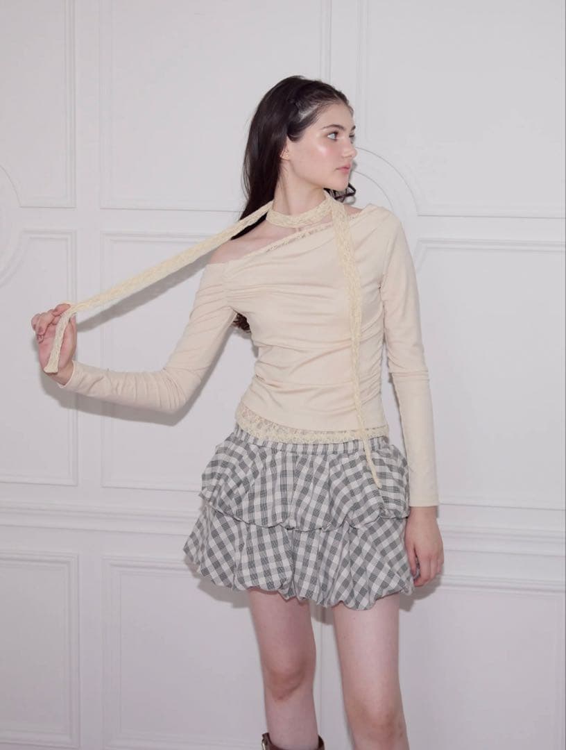 【treatürself】Romance Lace-Tie Top/ beige Romance Lace-Tie Top – Treat Ürself