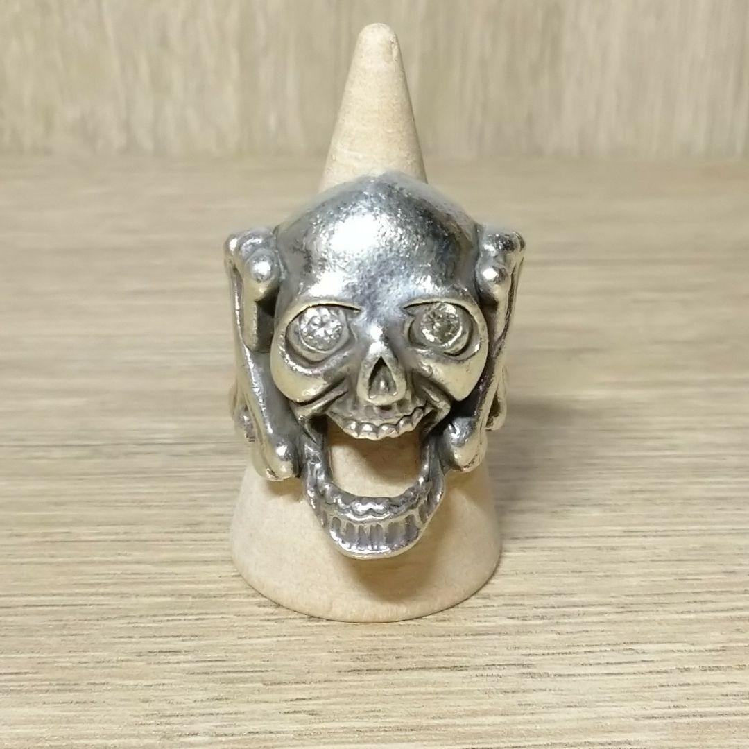 アナザーヘブン シルバー 925 リング 約17号 クロス スカル ジルコニア