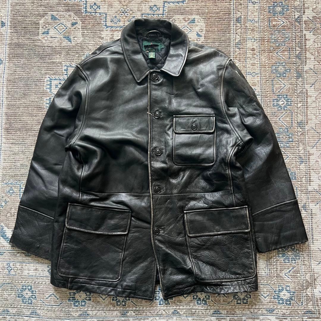 90s VINTAGE J.CREW レザージャケット カーコート BLACK - メルカリ
