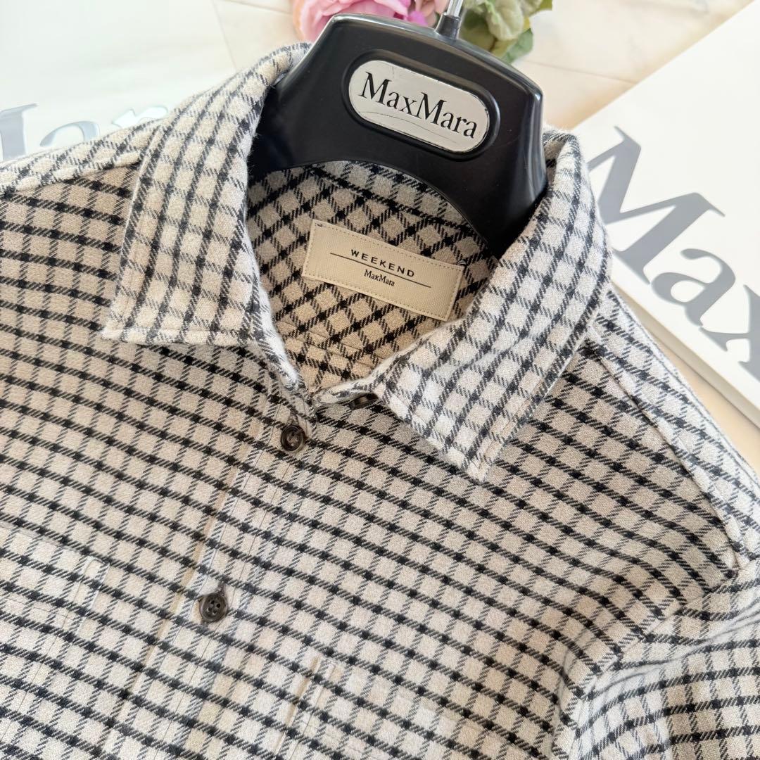 美品☆マックスマーラ バージンウールケーブルニットセーター チェック