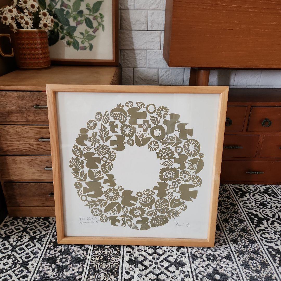 バーズワーズ　額付きシルクスクリーン バーズワーズ シルクスクリーン 20 木製額装セット／BIRDS WORDS