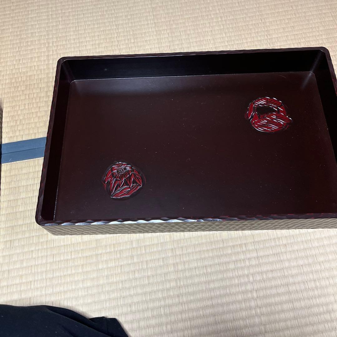 鎌倉彫乱れ箱　木製衣装箱　入れ子　伝統工芸品　漆塗り　昭和レトロ