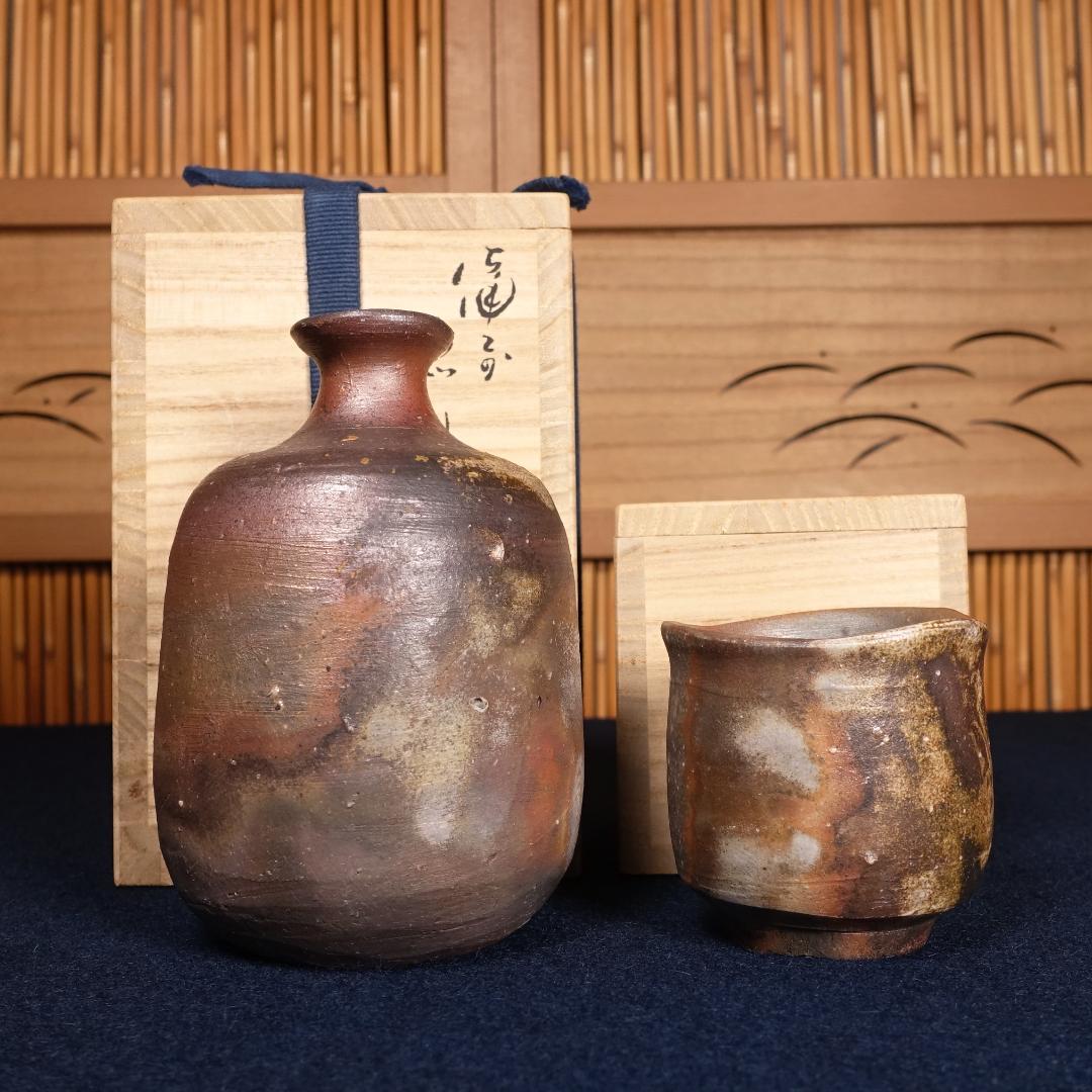 備前焼 重要無形文化財 伊勢崎満 備前徳利 ぐい呑 まとめ 共箱 伊勢崎 満 作 「備前徳利」 ～備前焼専門卸小売店 川口陶楽苑～