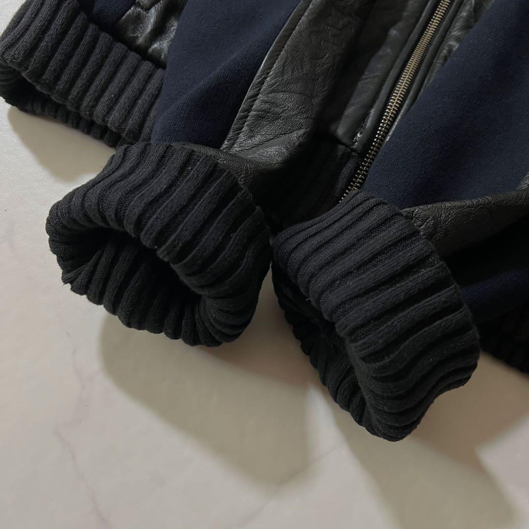 ドルチェアンドガッバーナ レザージャケット ニット スウェット切替 50