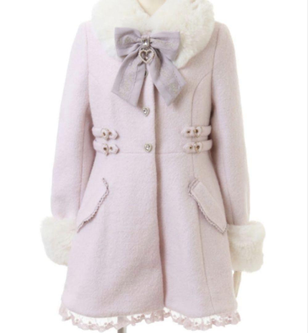 LIZLISA ビジューリボンミニ丈Aラインコート ピンク - メルカリ