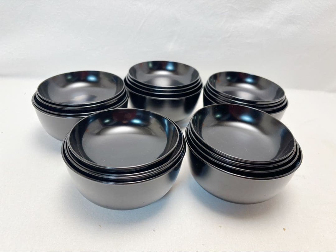 懐石道具 木製黒真塗 四つ椀 5客揃え 吸い物椀 汁椀 小丸椀 箱無 茶道具 懐石道具 会席道具 四つ椀 黒真塗 小丸椀 飯椀 汁椀 木製 5客