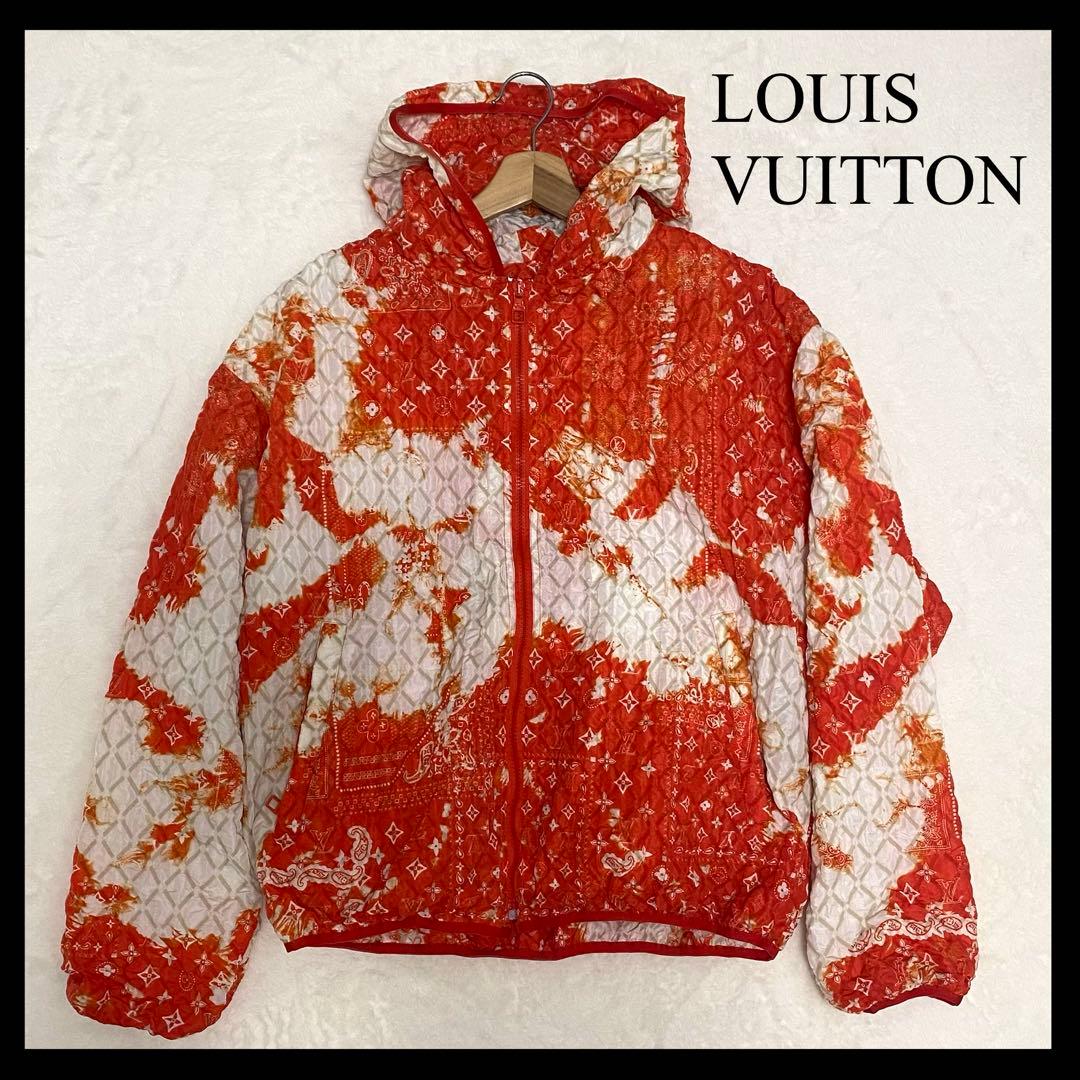 ルイヴィトン 22AW モノグラム バンダナ ブリーチ加工 タイダイ オレンジ 希少60 ルイヴィトン 22AW モノグラムバンダナ ブリーチ加工 タイダイ