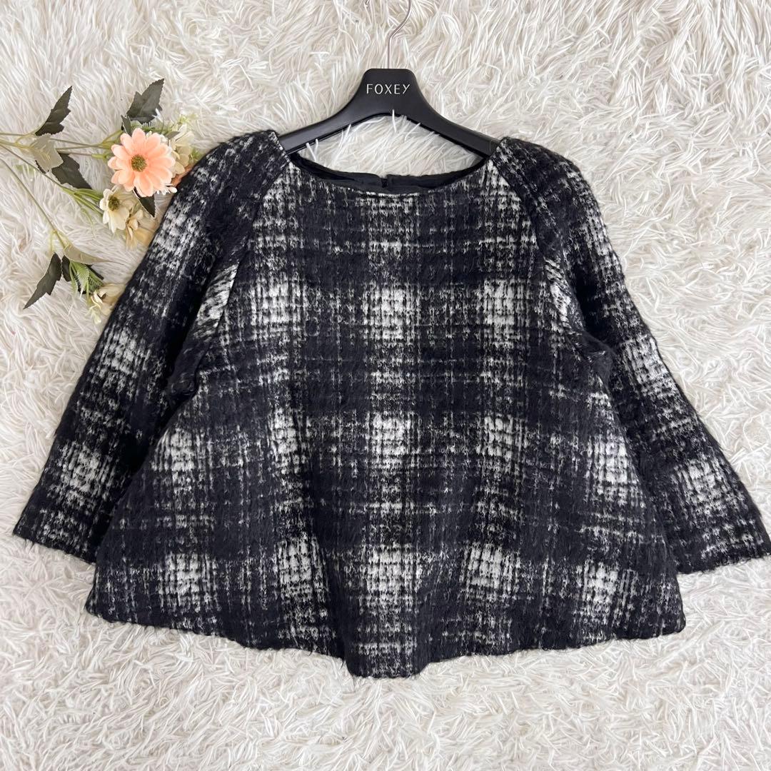 ADORE アドーア アルパカ シャギー チェック ニット ブラウス セール】 アルパカシャギーチェックコート （アウター）｜ADORE