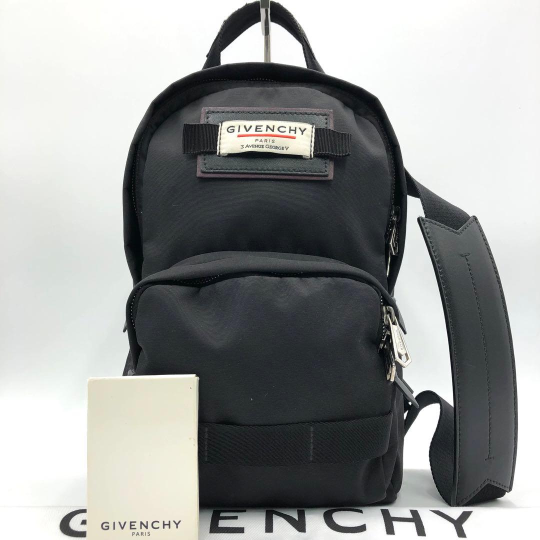 希少 美品 ジバンシー ダウンタウン ボディバッグ ナイロン レザー ブラック