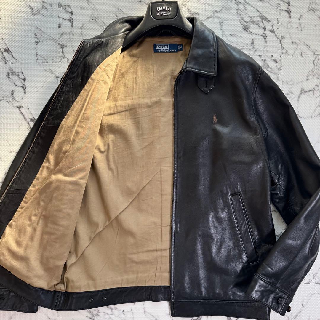 美品◯ポロラルフローレン　レザージャケット　ポニーロゴ　ヴィンテージ　ラムレザー