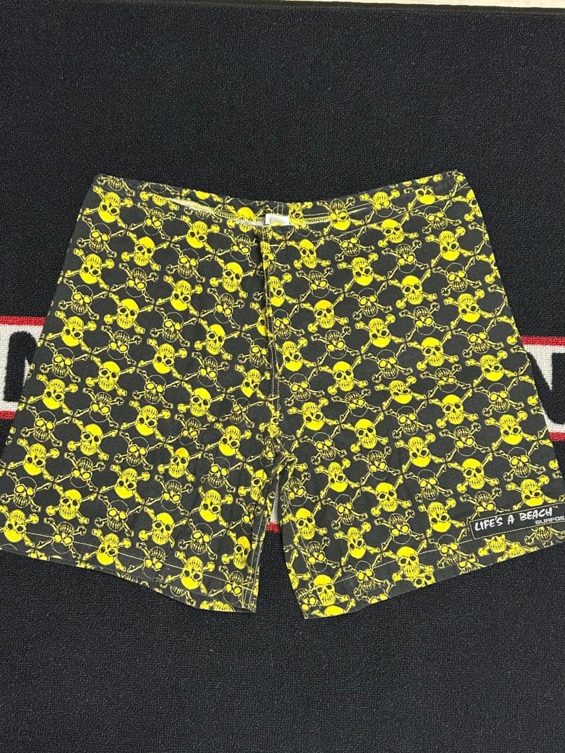 初期80’s当時物LIFE’S A BEACH パンクスカル柄ショーツLサイズ