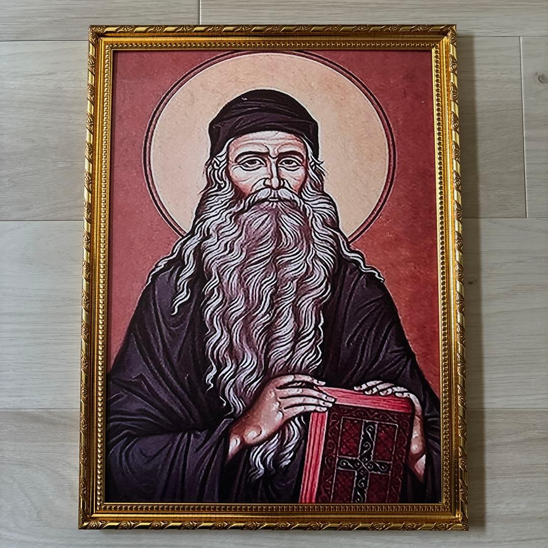 宗教画 聖人 金色フレーム、プリント、キリスト教、イエスキリスト、マリア、聖母