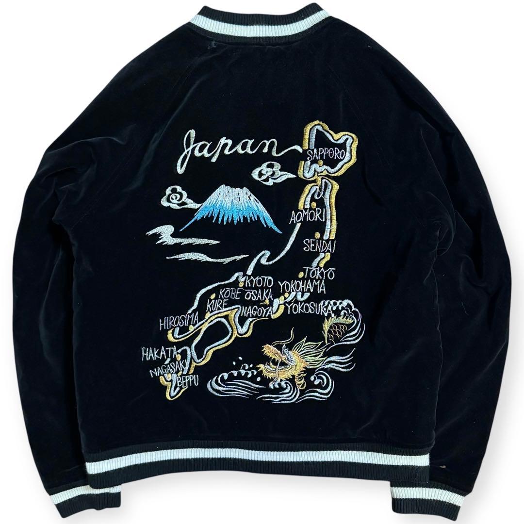 90s 00s ヴィンテージ 別珍 スカジャン スーベニアジャケット 日本地図