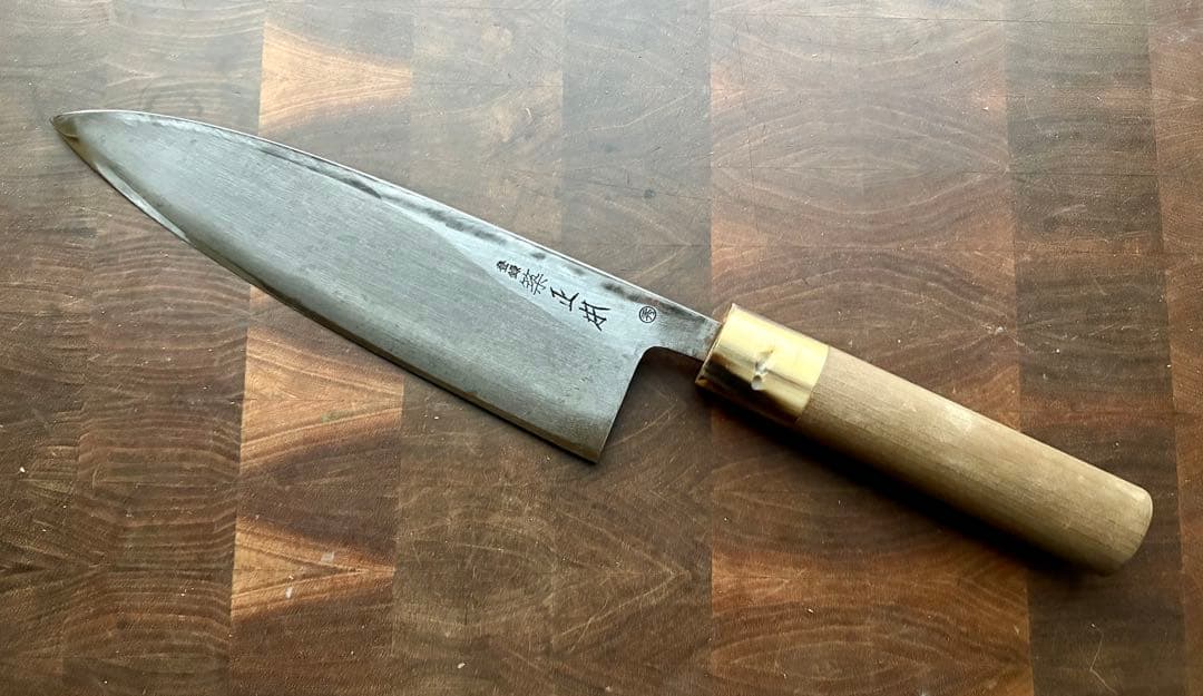 築地　正本　霞　出刃　210mm 7寸　包丁　和包丁　本職　白鋼