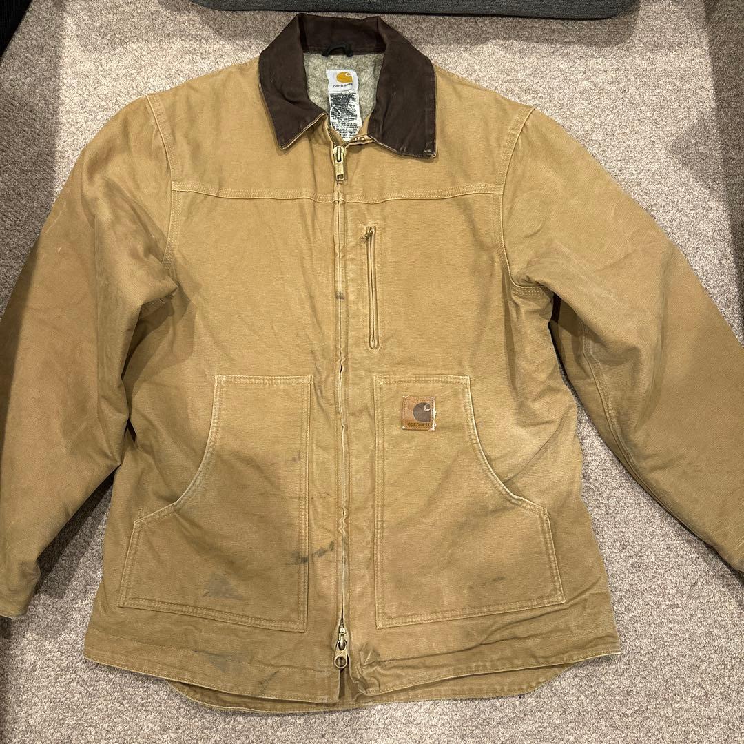希少 カーハート C61 XL ボアジャケット キャメル 茶色 古着