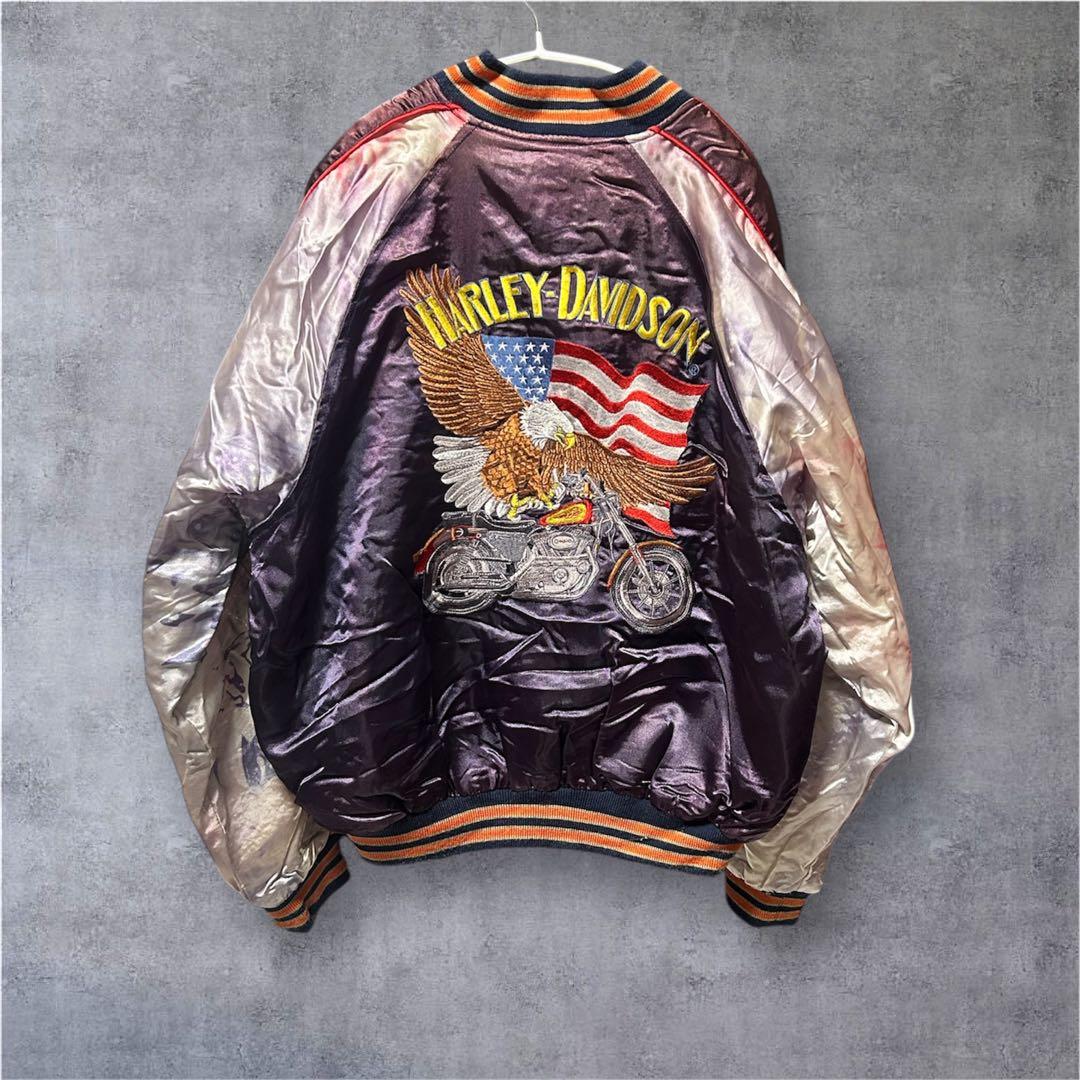 ハーレーダビットソン　スカジャン　刺繍　ヴィンテージ ハーレーダビットソン スカジャン 刺繍 ヴィンテージ - メルカリ