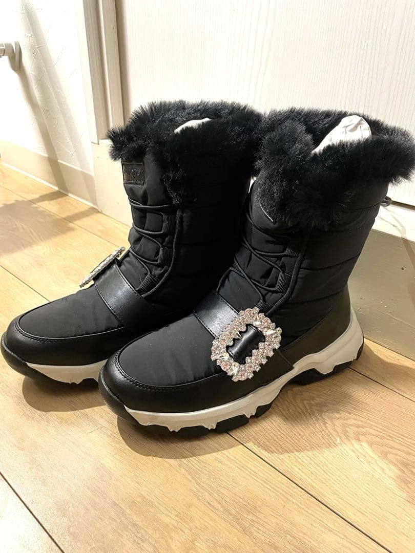 +diana クリスタルバックル スノーブーツ(М) ブラック