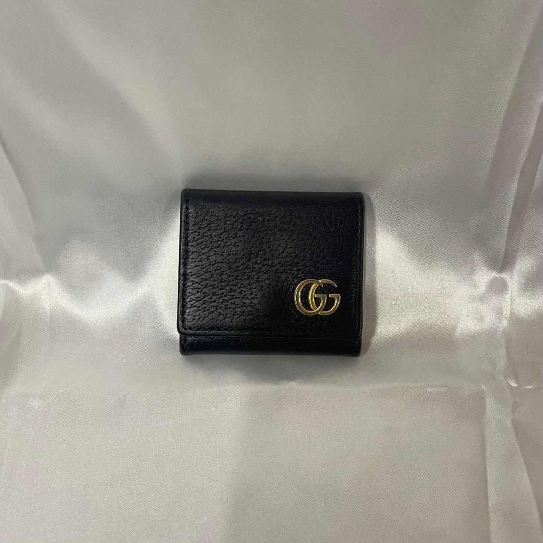 《鑑定済み》GUCCI GGマーモント ケース /コンパクト財布 ブラック