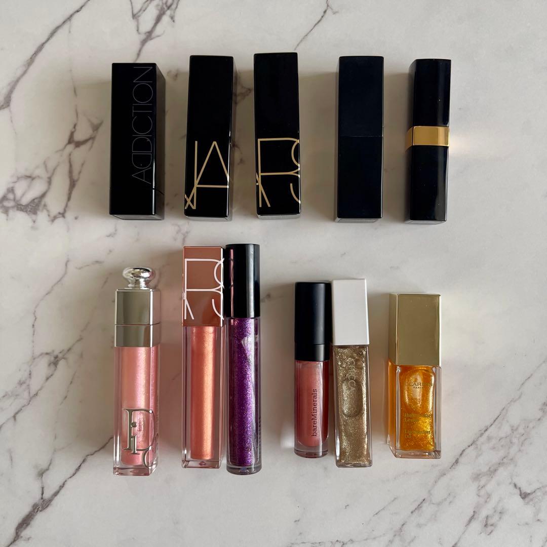 デパコスリップグロス11本セットNARS Dior MAC CHANEL限定品 ADDICTION・M・A・C・NARS・CHANEL・Dior・THREEの口紅・グロス