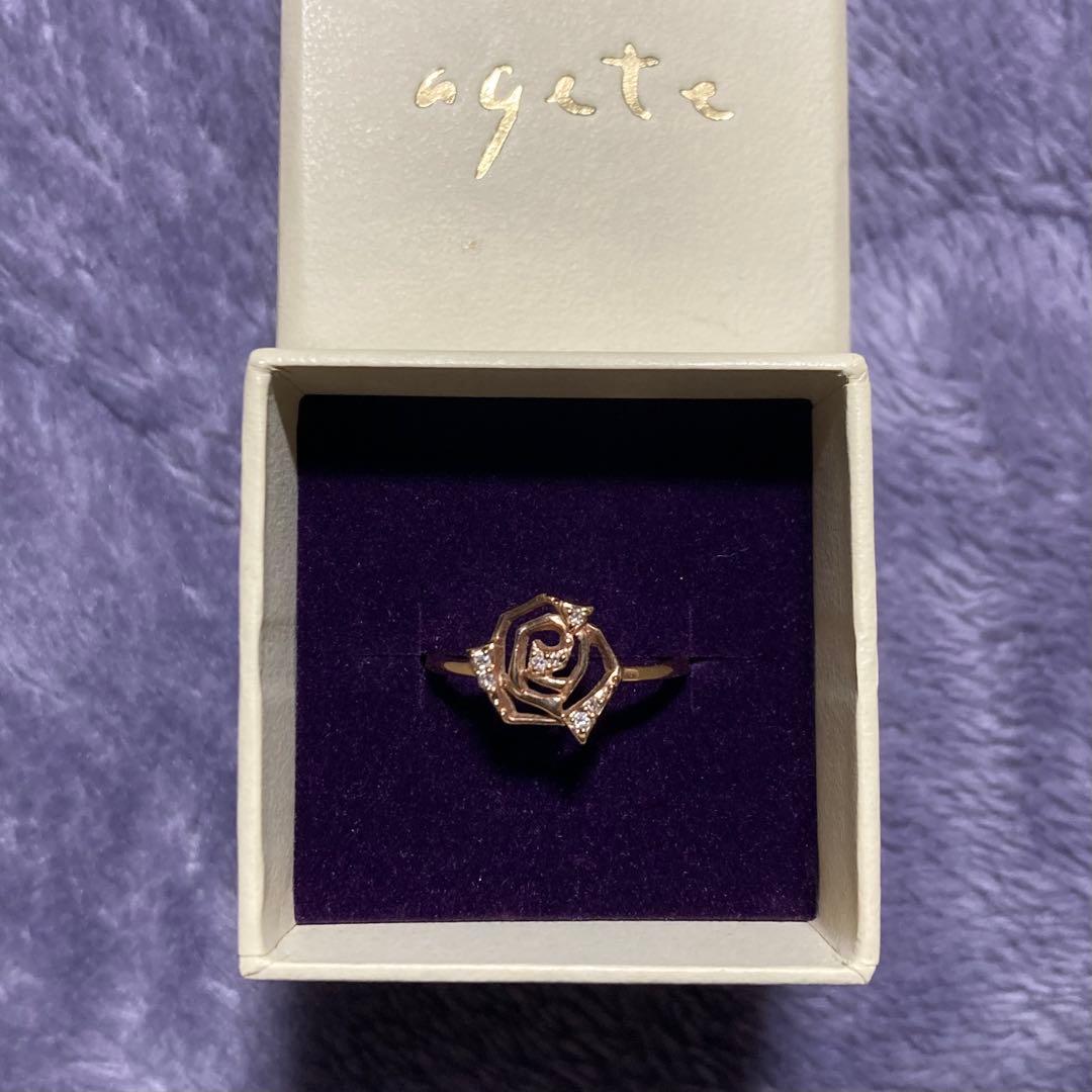 agete k10 透かし薔薇リング