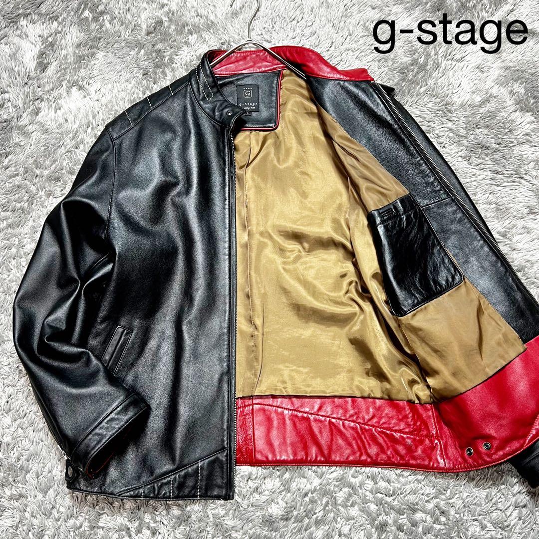 g-stage メンズ ラムレザー シングルライダースジャケット Lサイズ