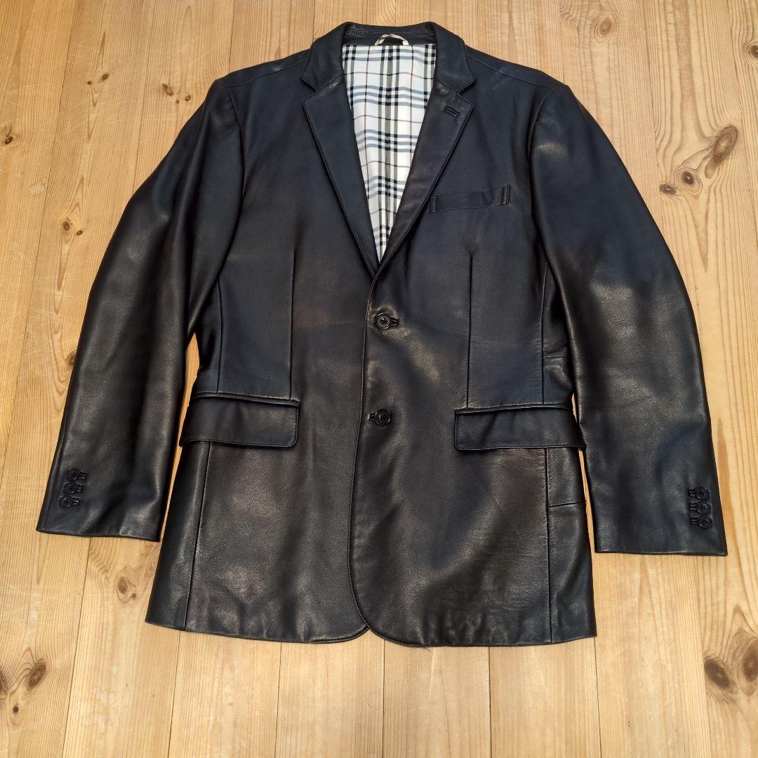 ★週末限定値下げ★バーバリー　ブラックレーベル　黒 レザージャケット M　変色有
