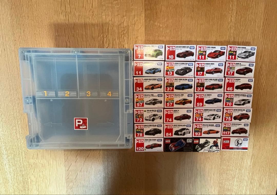 （美品）トミカ 28台 スーパーカーまとめ売り トミカ引き出し収納ケース付