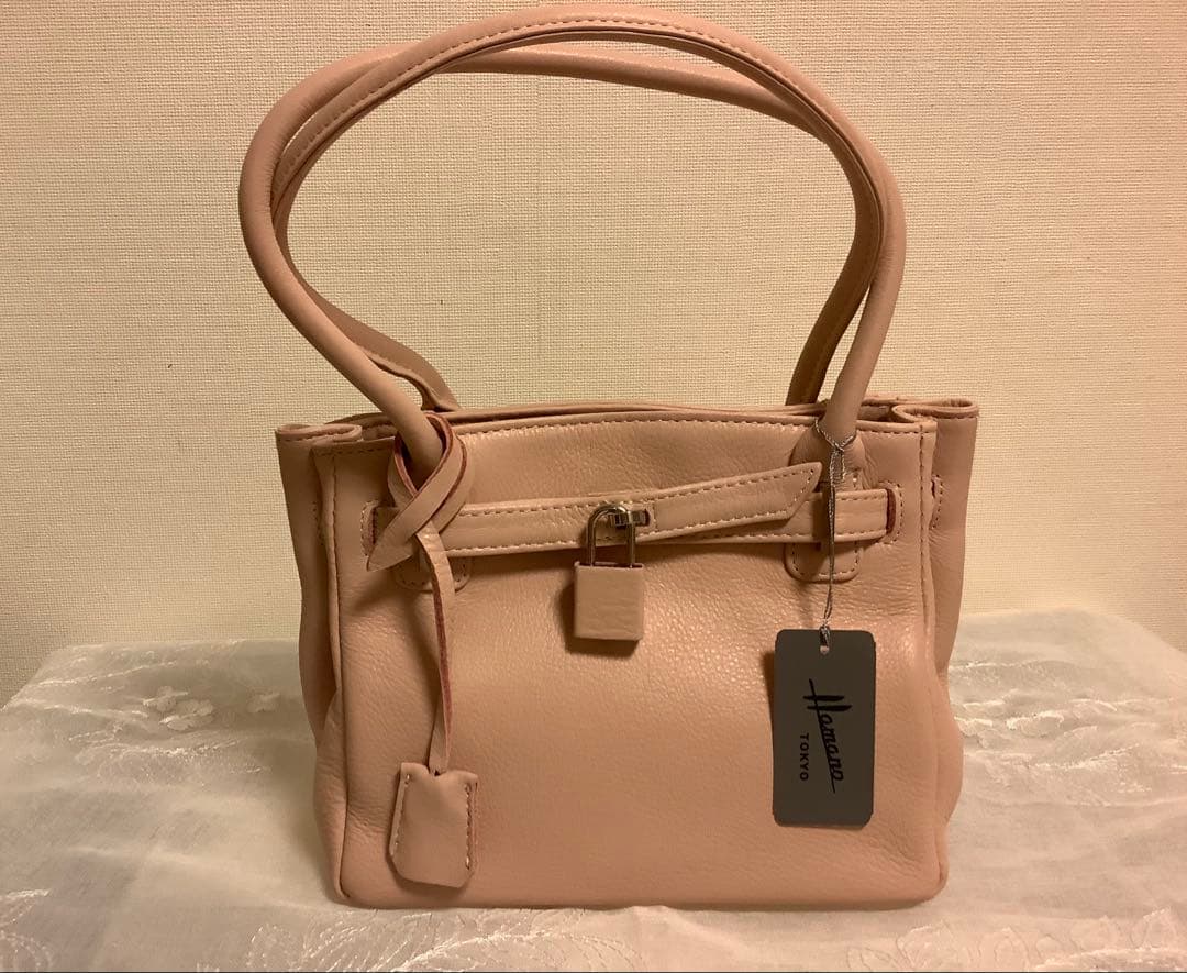 (新品未使用品)HAMANO(ハマノ)レザーハンドバッグ/ピンク/牛革