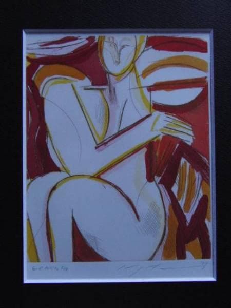 池田満寿夫、【祭りのヴィナス】、希少画集画、新品高級額・額装付