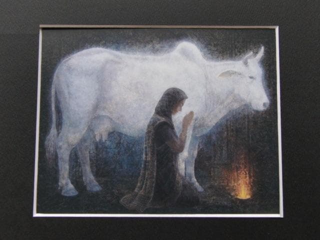 仲裕行、【静闇】、希少な額装用画集画、新品高級額 額装付、状態良好