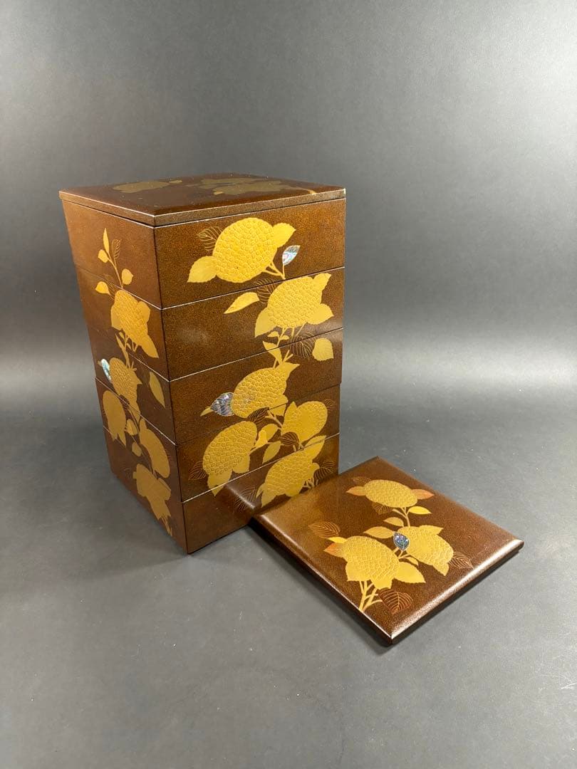 セール　輪島塗　極上　重箱　螺鈿　蝶　紫陽花　梨地　蒔絵　漆器 紫陽花螺鈿蒔絵重箱 漆工 名品ギャラリー サントリー美術館